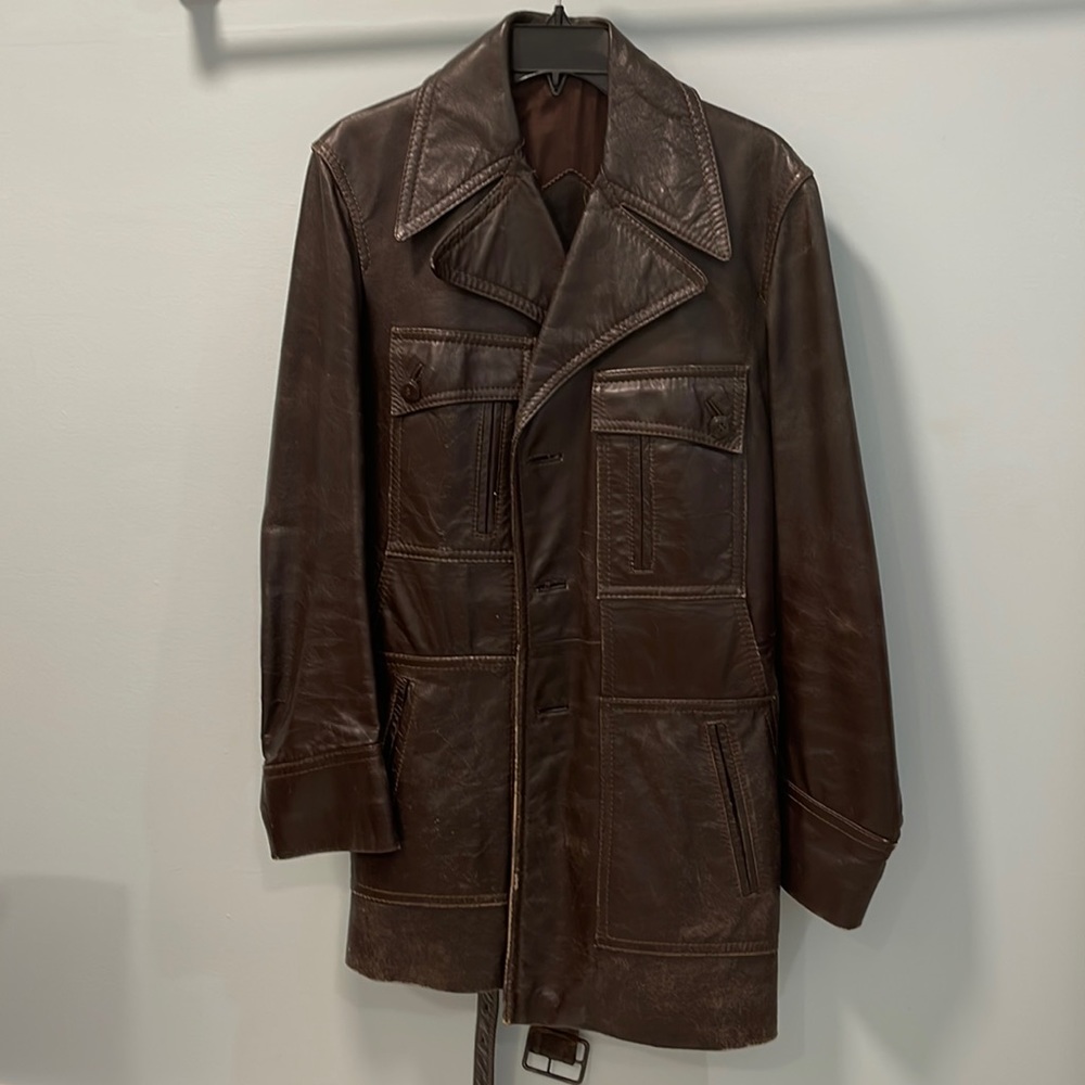 Vintage Hughes and Hatcher leather waistcoat.
